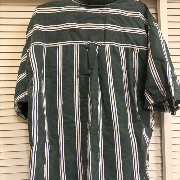 GITAON VINTAGE Green White and Blue Striped Men's Shirt Sz XL - Picture 8 of 16